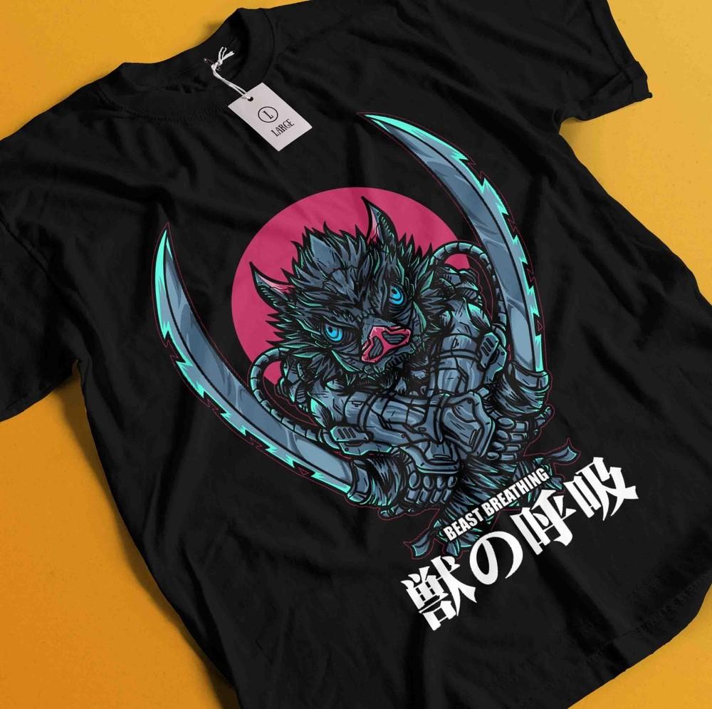 

Demon Slayer Shirt Inosuke Tshirt Zenitsu T-Shirt Muzan Doma Tee Tanjiro Nezuko XL
