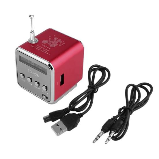 TDV26 Mini Subwoofer Stereo Speaker TF Card FM Radio Music Player with Antenna