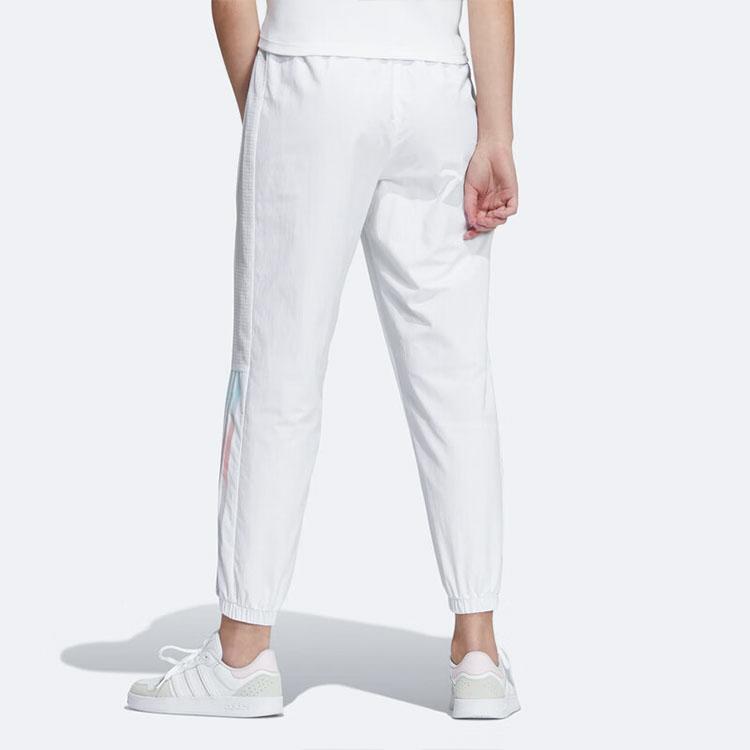 Adidas Neo Solid Color Logo Stripe Casual Woven Track Pants Women Bottoms White HF7275