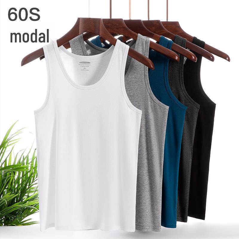 Modal Herren Eisseide Racerback Tanktop - Ärmelloses weißes Unterhemd für Sport & Layering