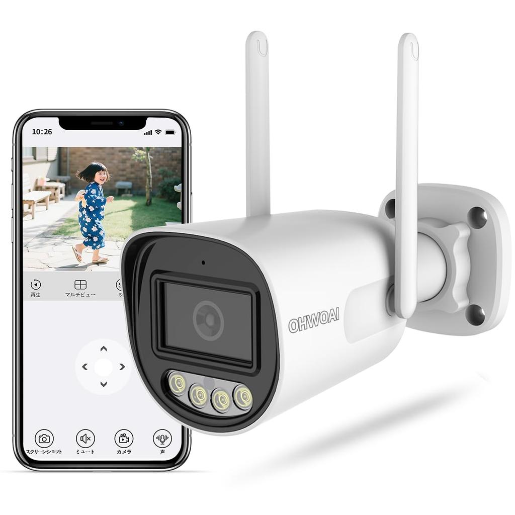 OHWOAI WiFi Security Pet Fully 3K IP65 Full Color Night Smart AI SD Card Not Included Outdoor/Indoor Camera, Camera, Wireless, 5MP,