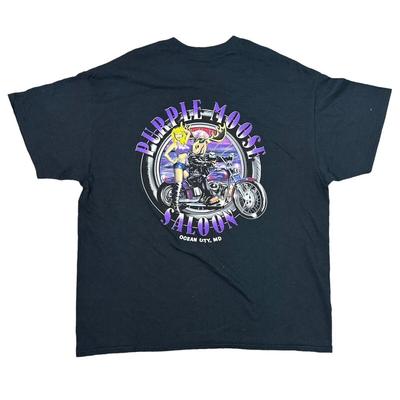 Purple Moose Saloon T-Shirt USA Grafikdruck Vintage Schwarz Herren