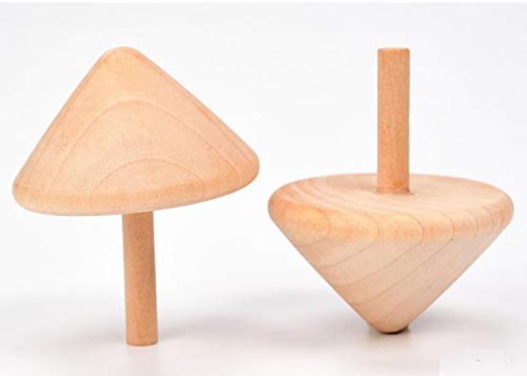 Set of 3 Wooden Spinning for Painting and Birthday Gift for Boys and Girls Tops, Unpainted, Crafting, Hand-Cranked, Kids' Toy,