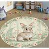 Rabbit Round Carpet Cartoon Rabbit Flower Printed Rug Living Room Bedroom Dressing Table Mat Home Decoration