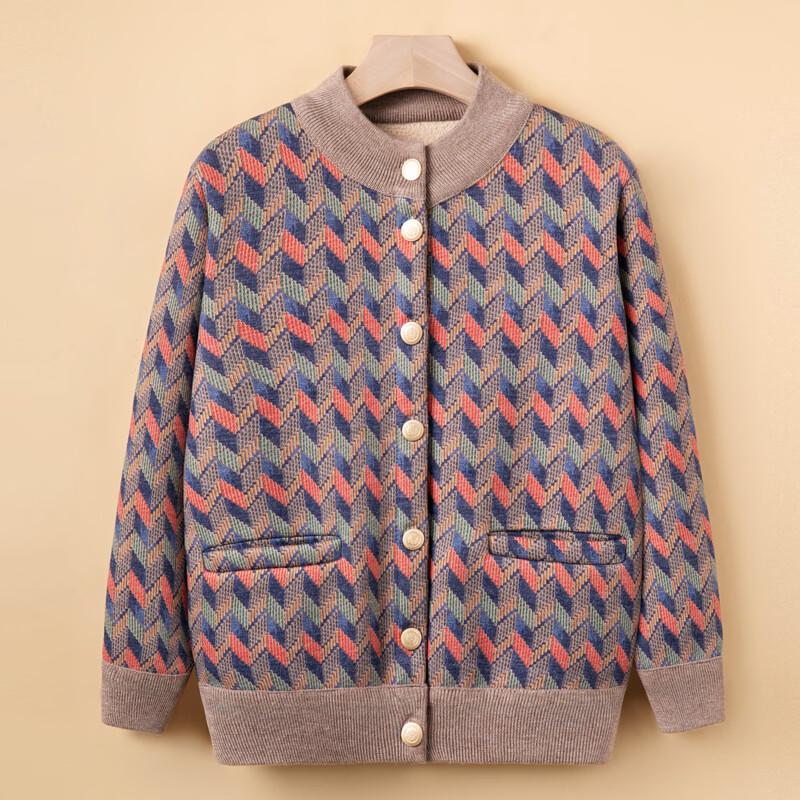 LangSha Women's Plush-Lined Winter Cardigan for Elderly