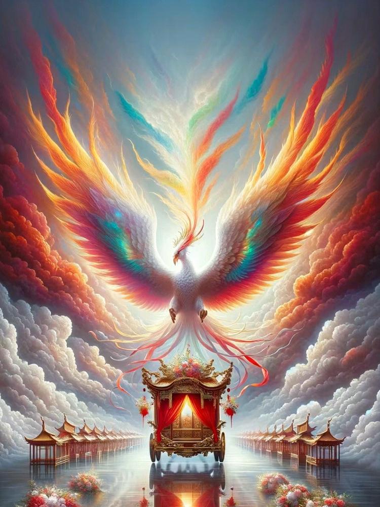 Phoenix 5DDIY Diamantová malba Zvířecí Krajina Obrázek Úplný čtvercový/kulatý Šperk Kříž Vyšívaná mozaika Domácí dekorace