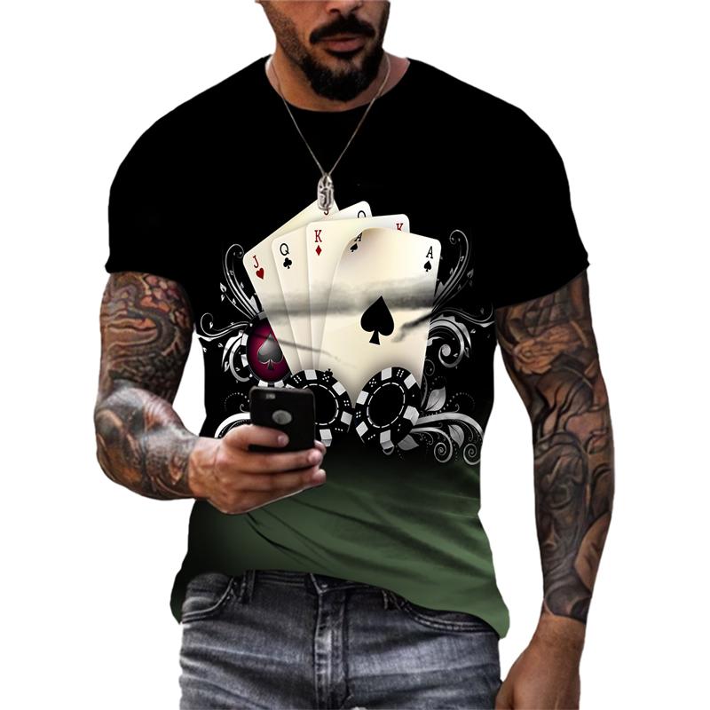 Summer Men's T-Shirt New Cool Poker Graphic T Shirts Casual Fashion Originality Card Pattern Tees 3D Printed Short Sleeve Tops