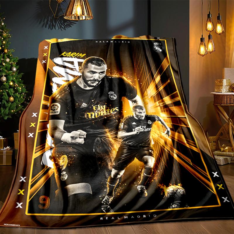 Real Madrid Karim Forever Blanket Lightweight Ideal Bedding Blanket Perfect for Travel, Camping, Living Rooms, Offices, Sofas, Fan Christmas gift