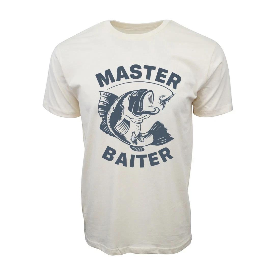 Master Baiter Graphic T-Shirt - Vintage Fishing Design - Cotton Short Sleeve Tee XL