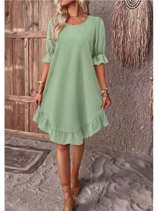 

Женское ретро платье из хлопка и льна с рукавом средней длины свободного кроя XL