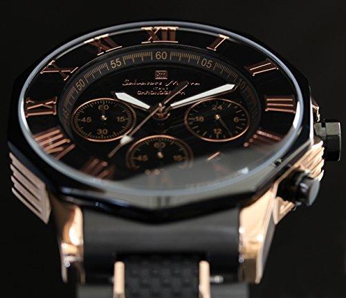 Salvatore Marra Men's Chronograph Watch, 10 ATM Water Resistant, Business/Formal, Italian Brand, Limited Edition, SM15104 (Black/Pink Gold) [Parallel
