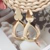 Gold Color Water Drop Women Dangle Earrings Cut Out Metal Geometric Statement Drop Earrings for Ladies Casual Versatile Earrings