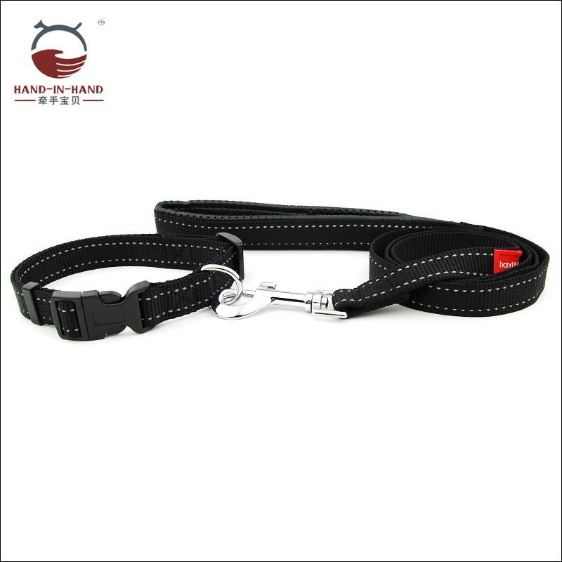 Large Dog Reflective Nylon Collar Leash Set Adjustable Sizes L XL Heavy Duty Pet Walking Gear