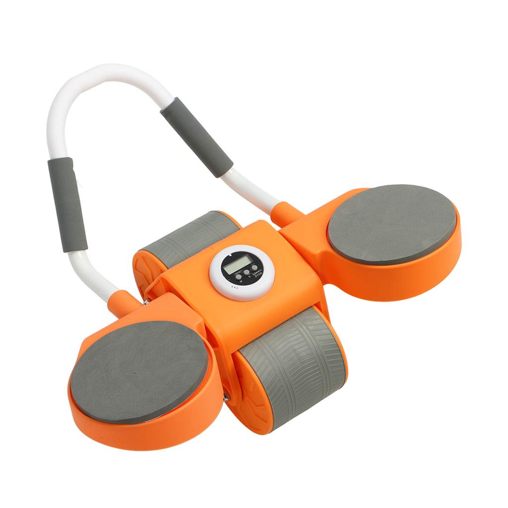Automatic Rebound Abdominal Exercise Roller with Timer Orange Double Wheel Abdominal Roller for Home Gyms