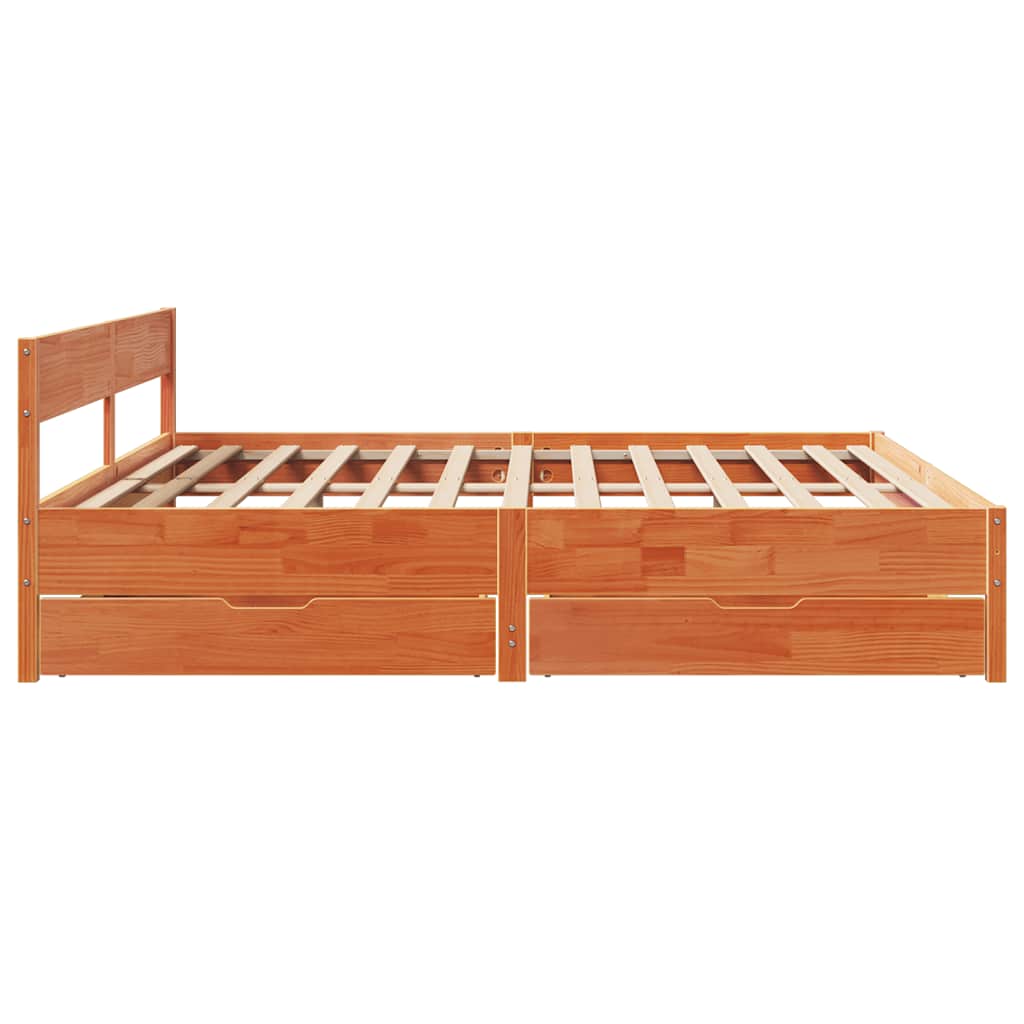 Solid Wood Bed Without Mattress Wax Brown 200x200 Cm Pine Wood
