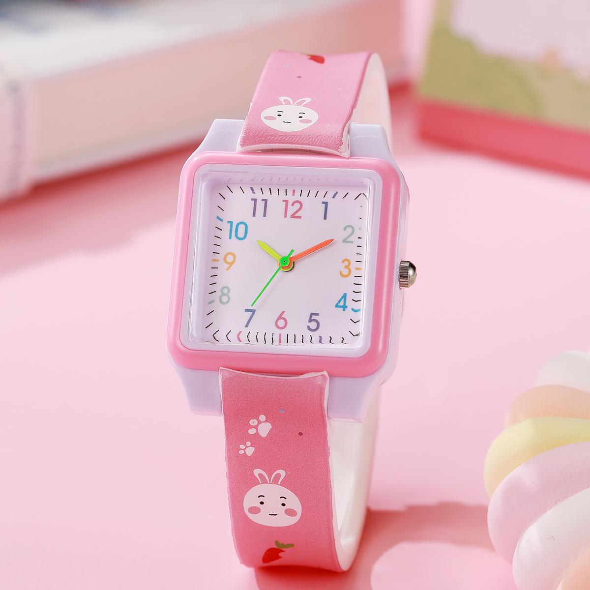 Cute Cartoon Rabbit Carrot Fantasy Watch Fashion Trend Quartz Watch for Christmas Halloween Gift розовый