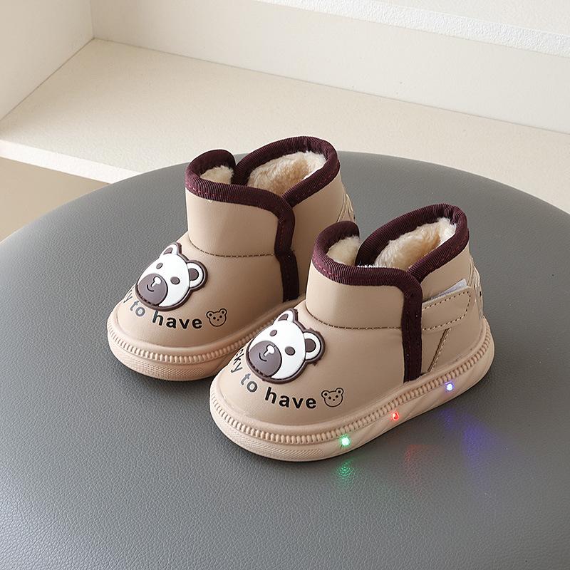 

Милые светящиеся зимние сапоги для мальчиков, детские бархатные и толстые зимние сапоги, нескользящие хлопковые сапоги для девочек 30