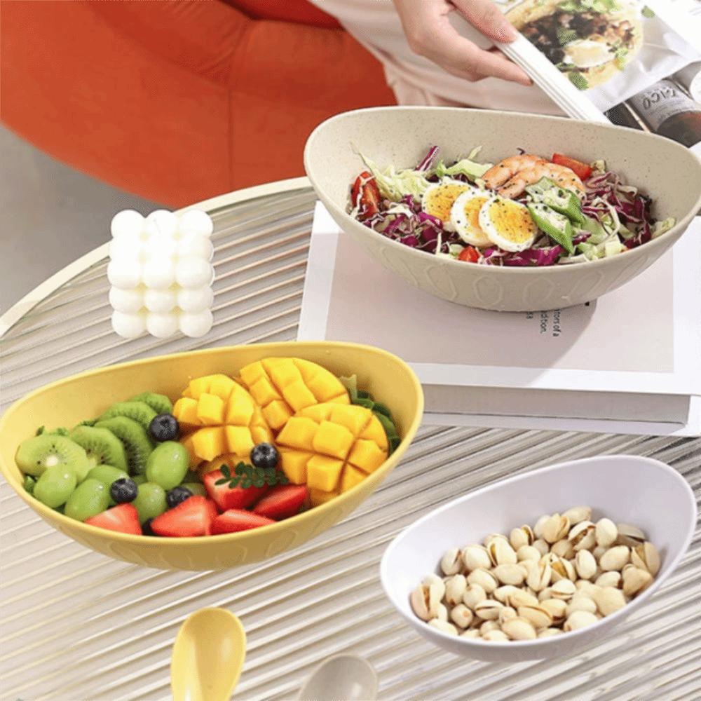 2PCS Thickened Fruit Serving Bowl Large Capacity Preparing-food Bowl Ingot Shape Salad Bowl  Nut