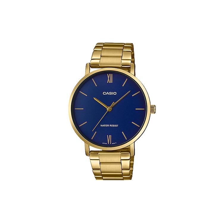 CASIO Men Standard Series Blue Watch MTP-VT01G-2B MTP-VT01G-2B Gold Watch Case