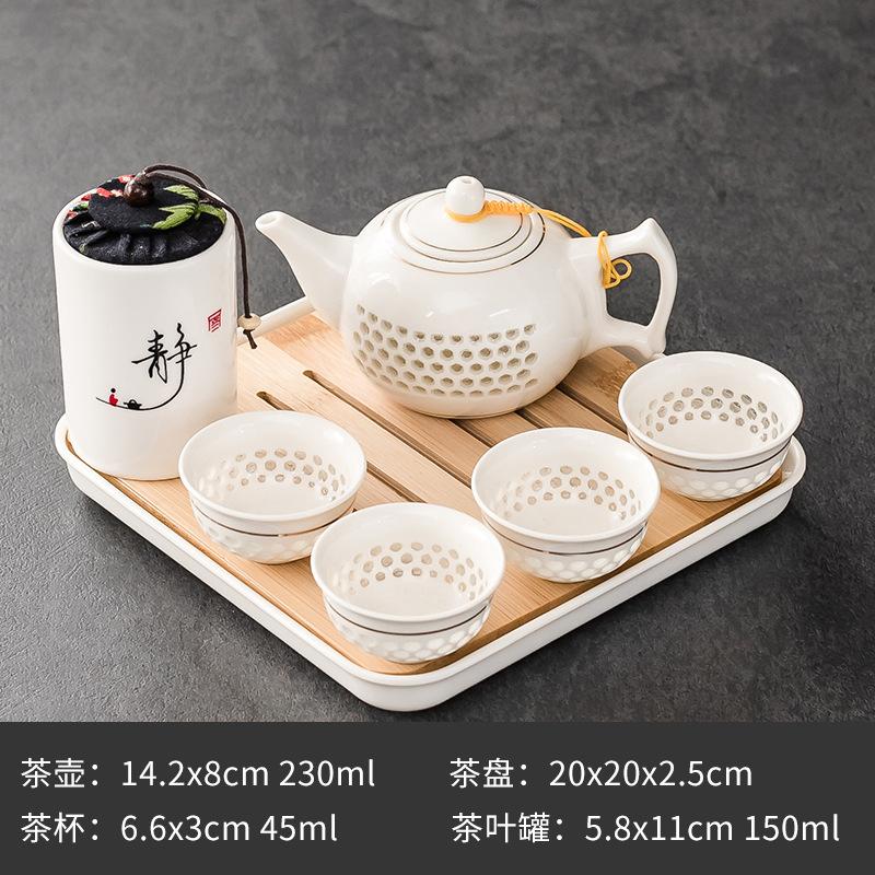Purple Clay Ceramic Kung Fu Tea Set Home Teapot Set with Portable Tea Tray and Tea Caddy