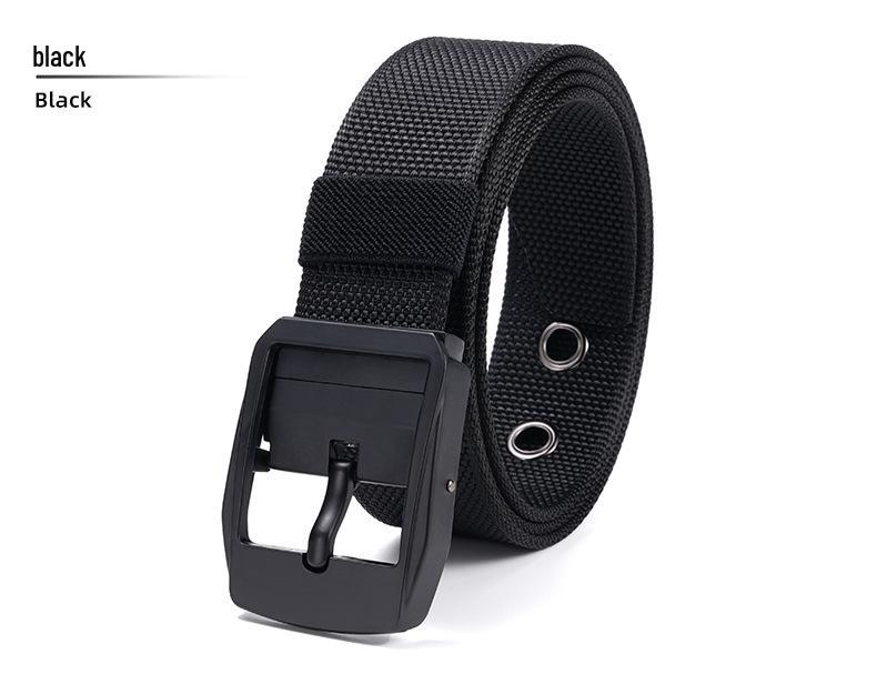 Unisex Double-Sided Two-Color Rotating Buckle Nylon Belt - Casual & Versatile 120 cm
