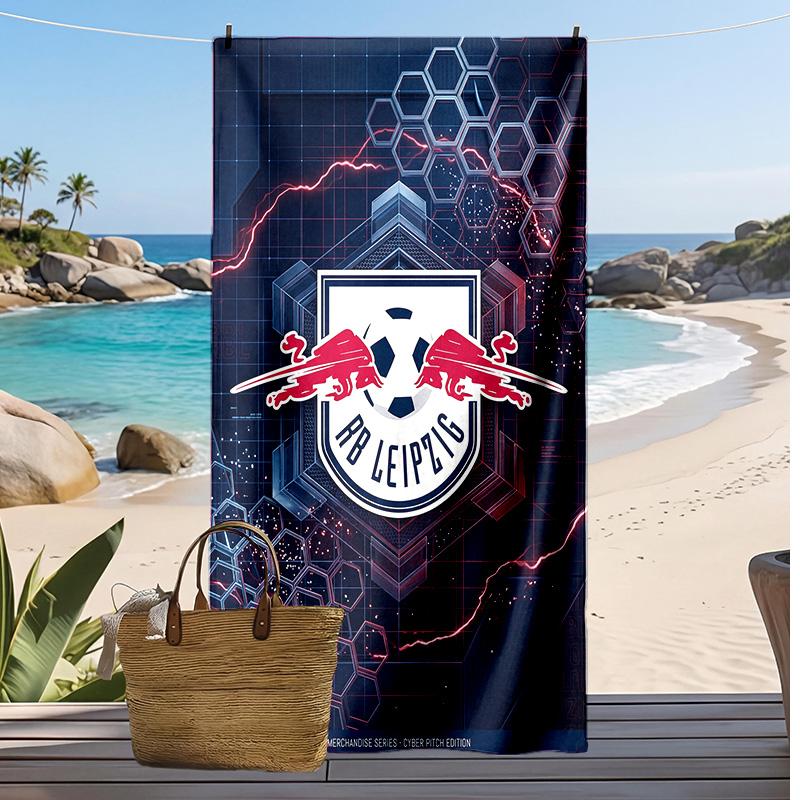 Asciugamano da Spiaggia con Stampa Calcio RB Leipzig, Asciugamano Grande Morbido Asciugatura Rapida per Spiaggia Campeggio Nuoto