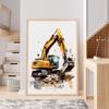 Construction Vehicle Truck Boys Nursery Wall Art Canvas Watercolor Painting Printable Picture Poster Baby Kids Playroom Decor