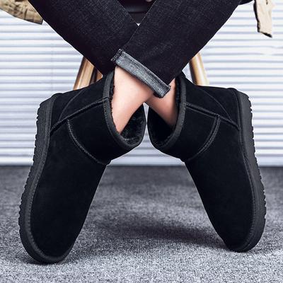 Classic Leather Snow Boots Men and Women Couples Warm and Cold-proof Short Boots Velvet Northeast Cotton Boots 5854 Men's Shoes