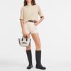 Longchamp Essential Logo Print Snap Closure Cotton Canvas Tote Bag Women Tote Bags Beige Black 10259HSG037
