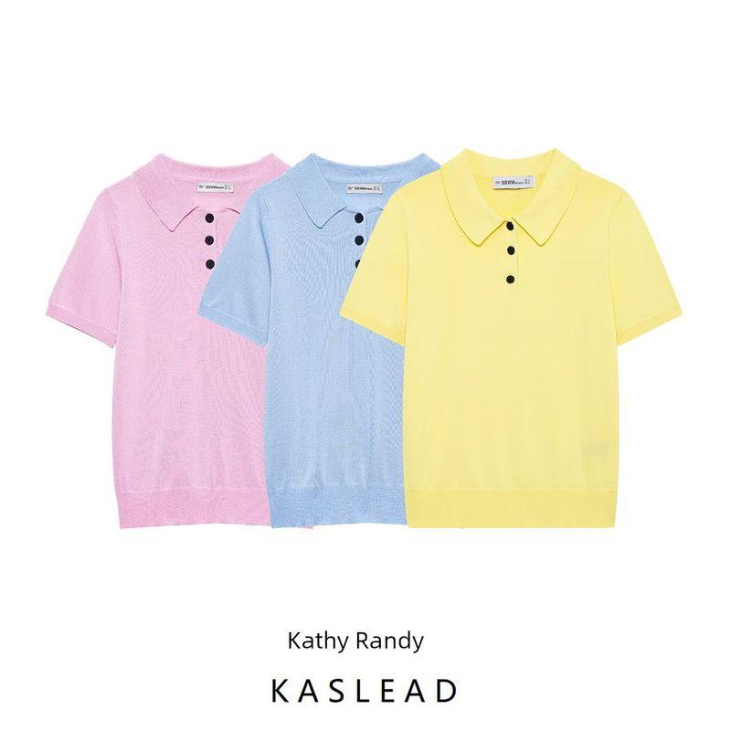 Kaslead New Arrival Women's Clothing Fashion Style Fashion Minimalist Short Sleeve Knitting Tops 2142019