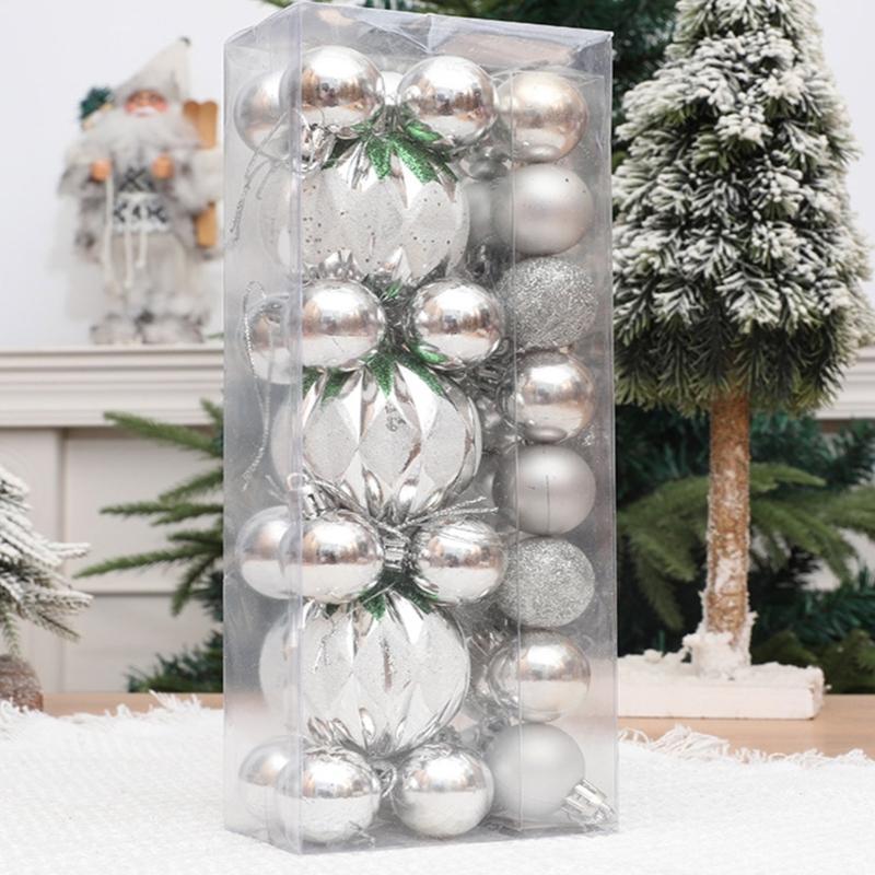 3Box Christmas Tree Hanging Decoration Electroplated Christmas Baubles Ornament Window and Door Ornament Party Supplies