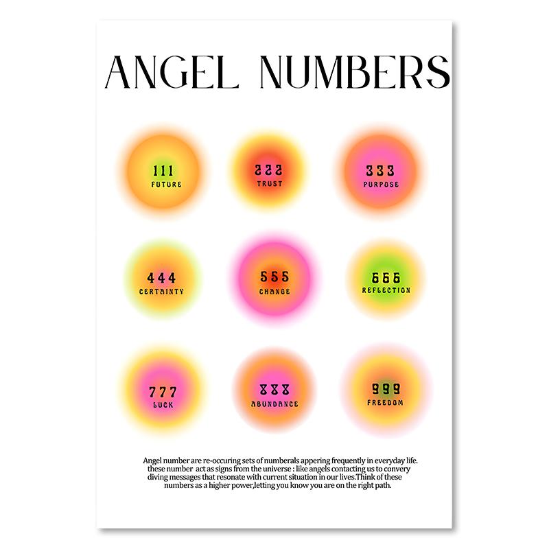 Farbverlauf spirituelle Aura Engel Zahl Leinwand Malerei und Druck ästhetische dänische Pastell Poster nordische Wand Kunst Bild Home Decor