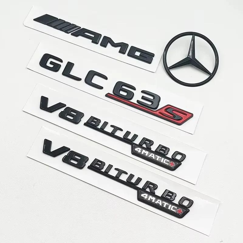 AABGV1 3D ABS Black GLC63S Logo Letters V8 BITURBO 4MATIC Badge Car Rear Star Sticker Trunk AMG Emblem For Mercedes Benz GLC AMG X253