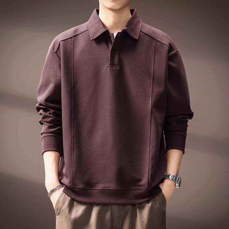 

Men s American Style Patchwork Long-Sleeve Polo Shirt 4XL