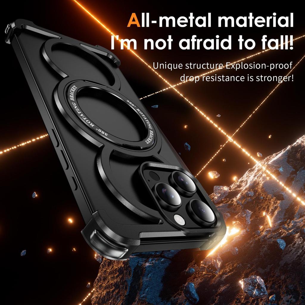 Apple 16 ProMax Magnetic Rotating Metal Phone Case for iPhone 15
