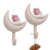 Decorative Towel Hooks Cloud Moon Key Holder 2X Wall-Mounted Adhesive Hanger For Hats Towels Jewelry No Trace No Punching Cute