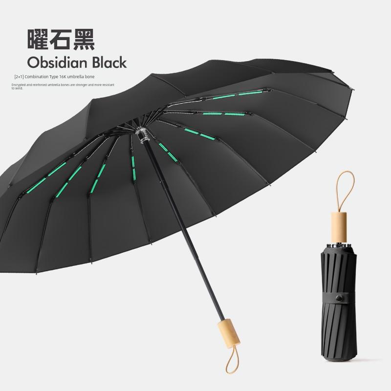Large Umbrella for Men, Reinforced and Thickened, Sturdy and Wind-Resistant, Dual-Purpose for Sun and Rain, Manual Folding, Black Coating for Sun