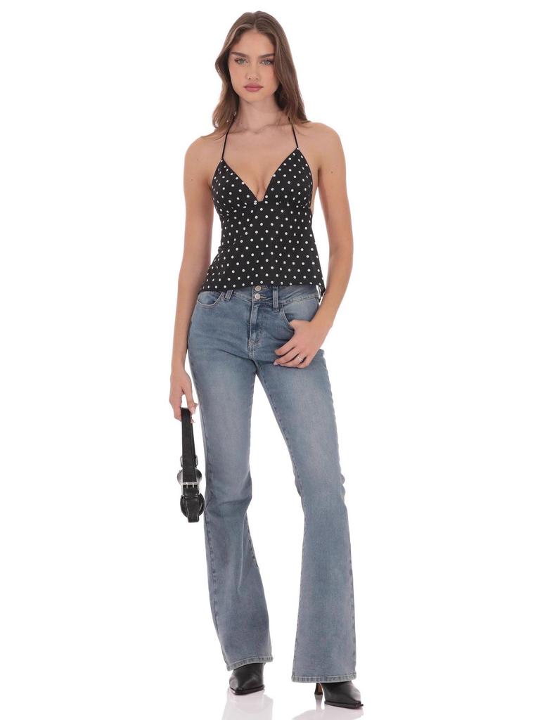 European & American Style Spaghetti Strap Polka Dot Lace-Up Halter Tank Top - Sexy, Slimming, Short Style for Women (2025)