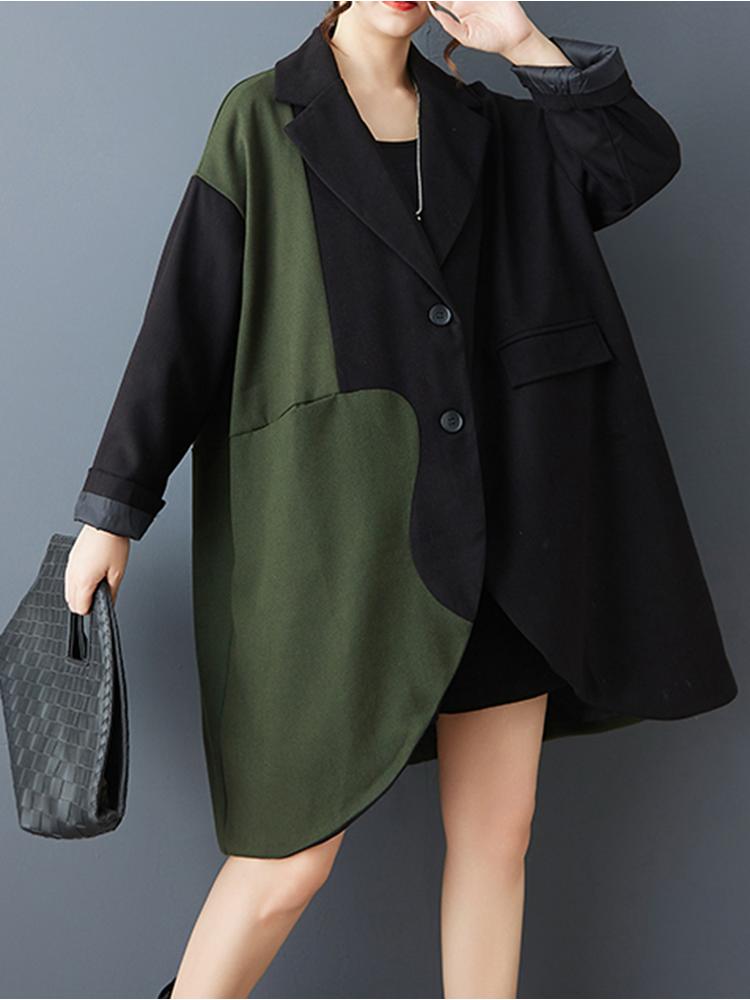 

Xitao Женское лоскутное пальто А-силуэта свободного кроя GJ1247 One Size