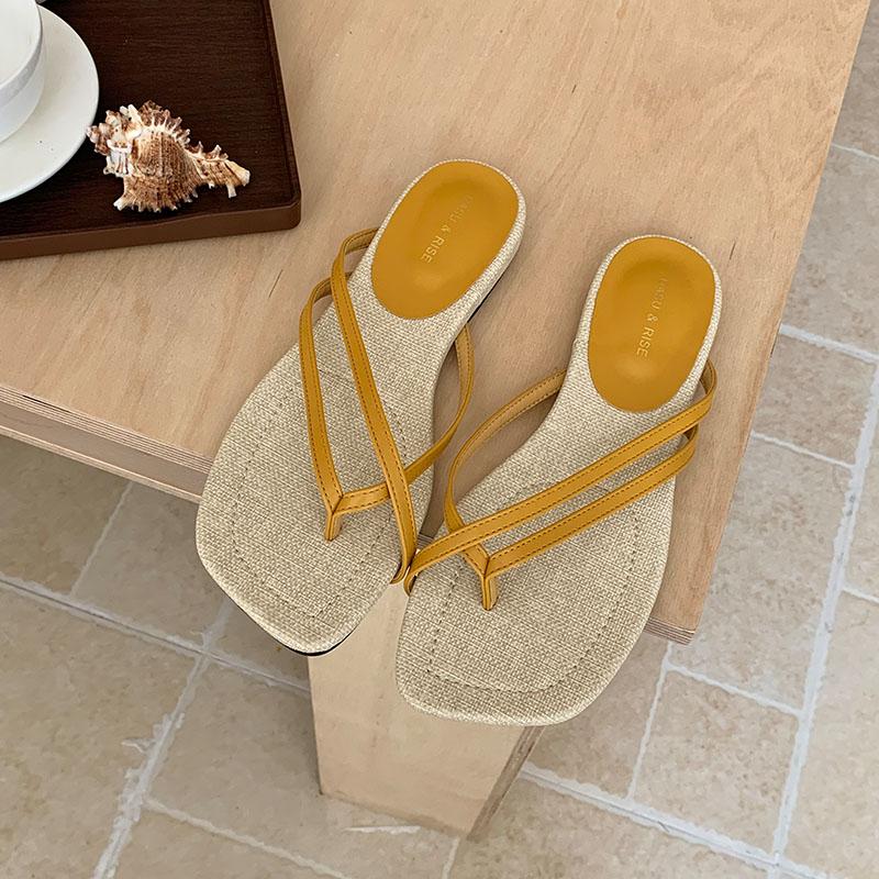 Fashion Footwear Slides Women Flats Slippers Shoes Summer Beach Female Flip Flops Fashion Square Toe Ladies Flats Slippers Sandals Shoes