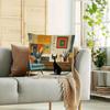 1Pc Of Short Plush Decorative Pillow Cover Featuring An Atomic Cat Design In Mid-Century Modern Style, With Single-Sided Printin