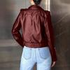 Women's Autumn 2026 Slimming Slanted Zip Short Leather Motorcycle Jacket