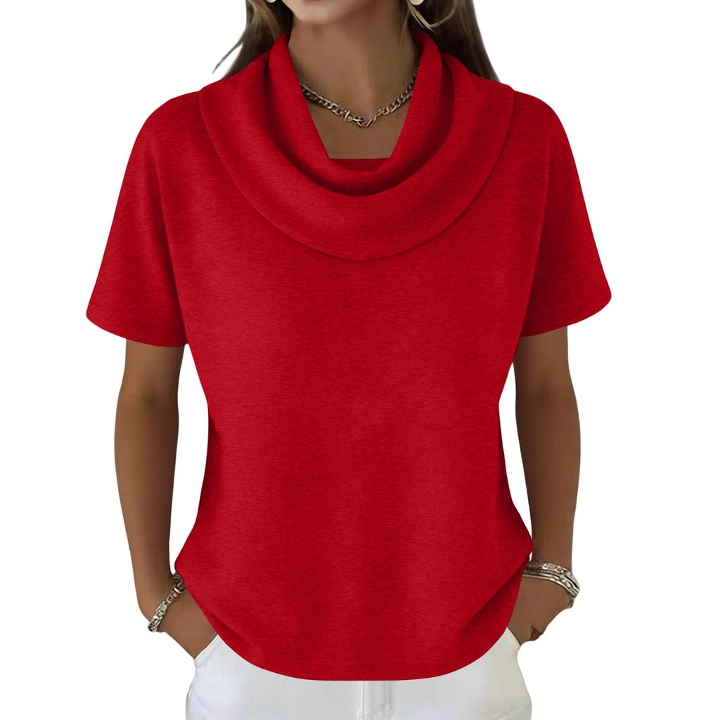 Women's Casual And Fashionable Round Neck Short Sleeved Color Top Sweater