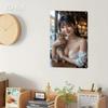 Vintage Metal Wall Decor Woman and Cat Poster Iron Plate Sign