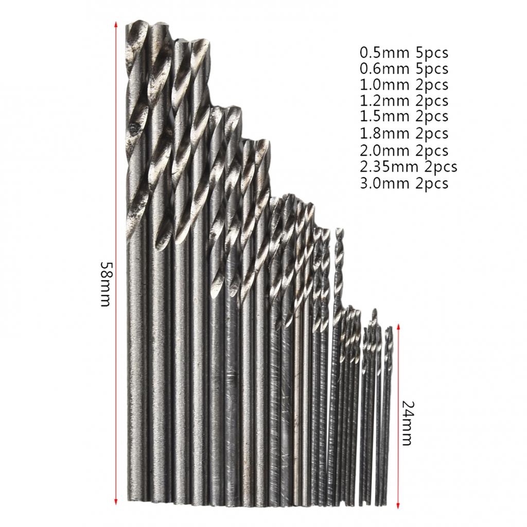 25Pcs/set 0.5-3.0mm HSS Mini Straight Shank Drilling Bits For Electrical Tools