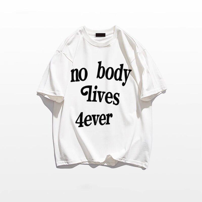 American Pure Cotton Guochao Brand Letter Printing Short-sleeved T-shirt Women's Summer New Loose Fat Mm Large Size Half-sleeved Top