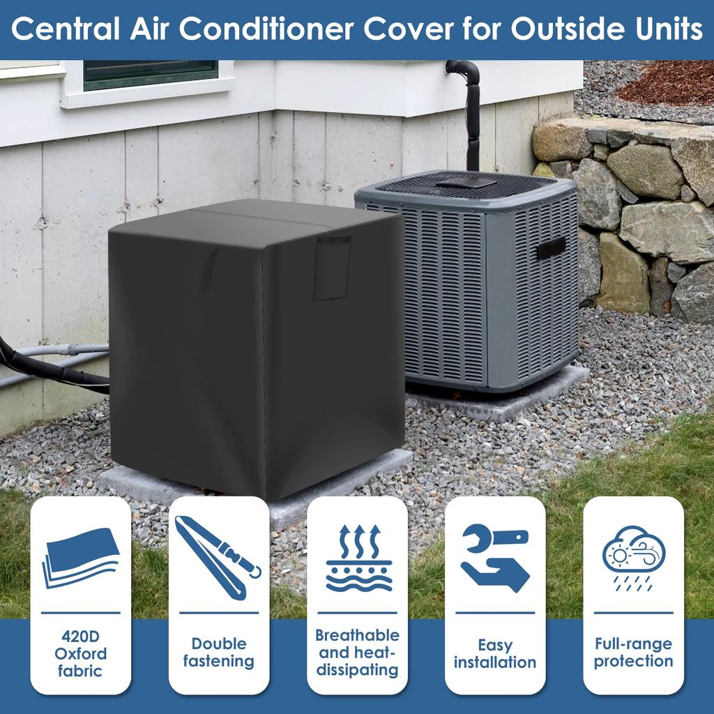 Outdoor Square Vertical Air Conditioner Cover Dust Proof Drawstring Closure AC Protection Cover Waterproof Air Condition Covers