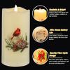 Eywamage Fiber Optic Flameless Candles with Remote, Cardinal Gingerbread Candy Canes Candles Flickering LED Pillar Candles Set of 3