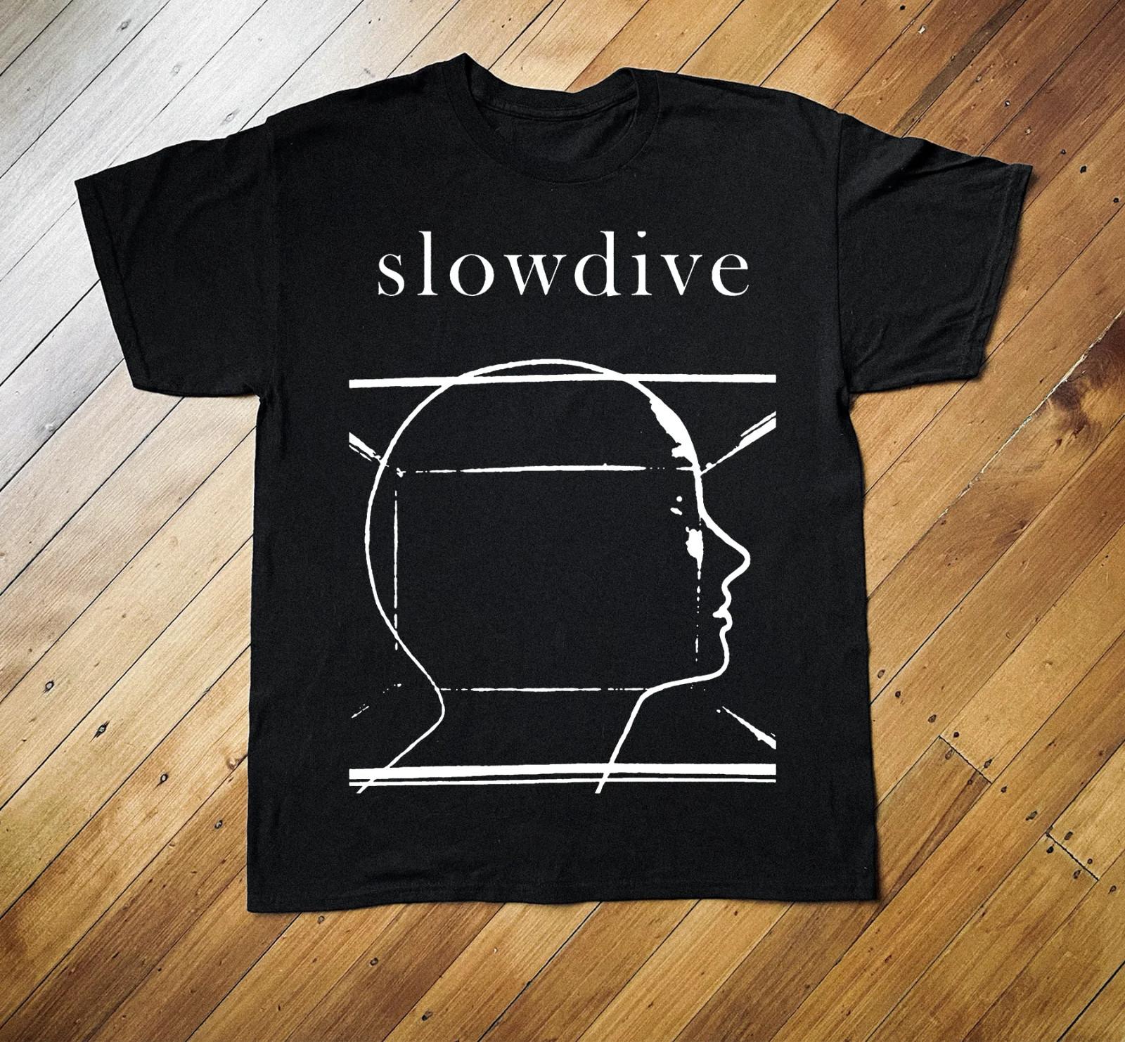 VTG SLOWDIVE Band Short Sleeve Cotton Black T Shirt UR588 L