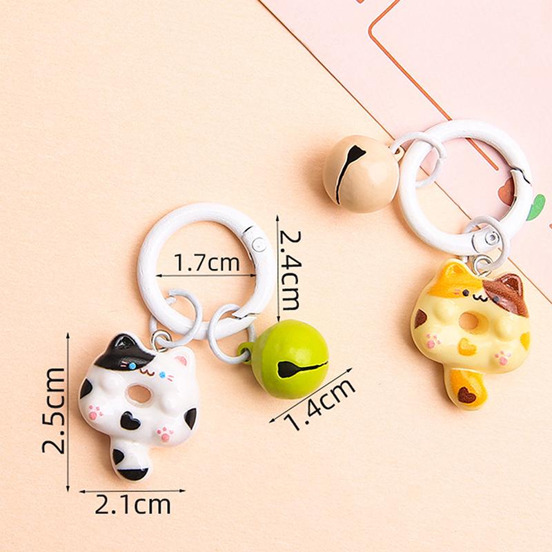 Pingente de Celular Gato Biscoito Alça Macio Kawaii Casal Chaveiro Pingente de Contas Coloridas Cordão Bonito